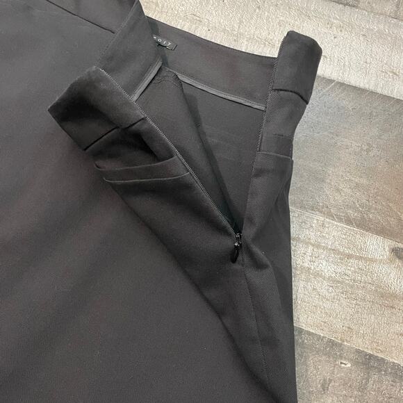 Theory Black Wool Blend Back Slit Side Zip Mini Skirt Women's Size 12 - Picture 5 of 11